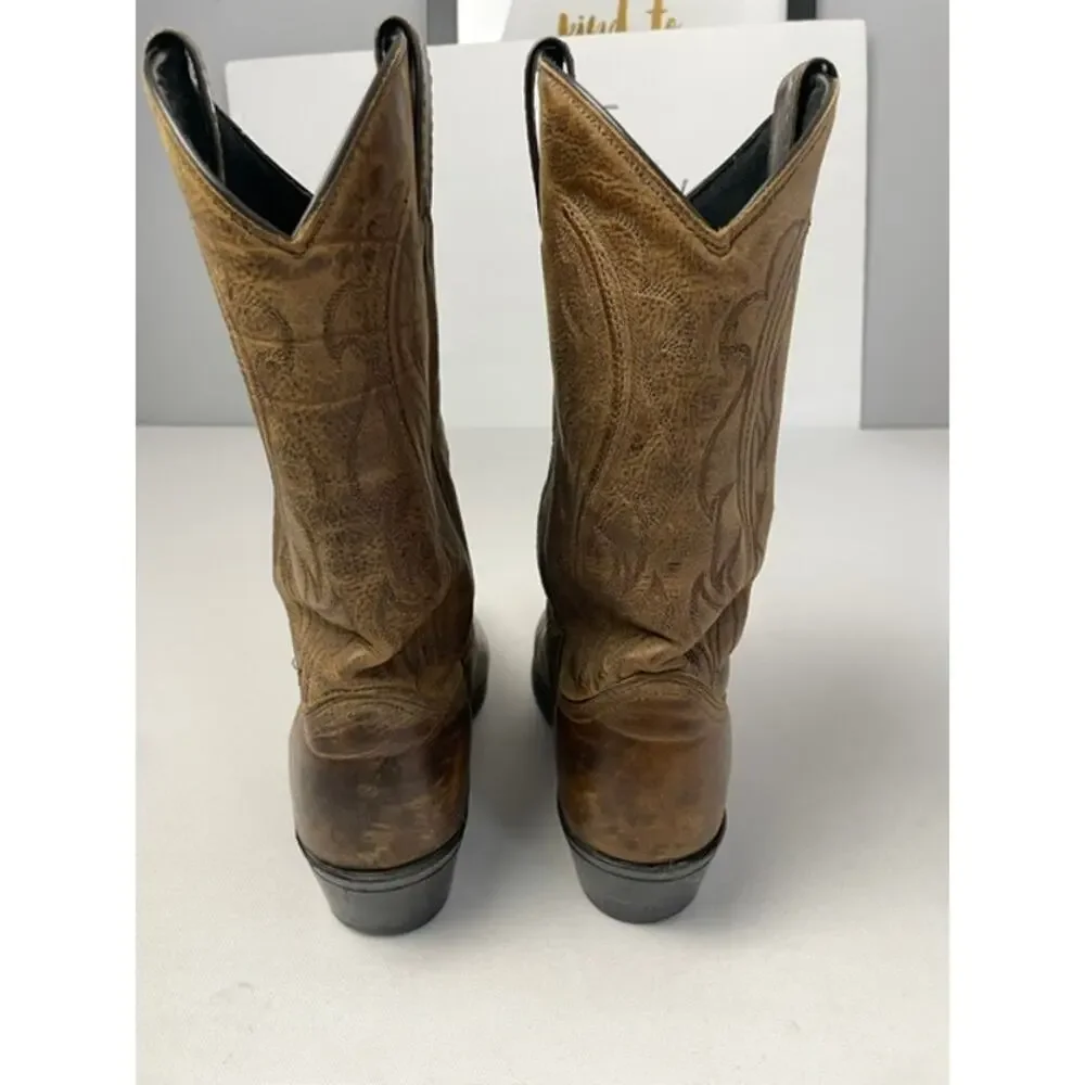 Cowboy Boots Men 9.5D Brown Western Leather Rustic Rodeo Country Americana Ranch